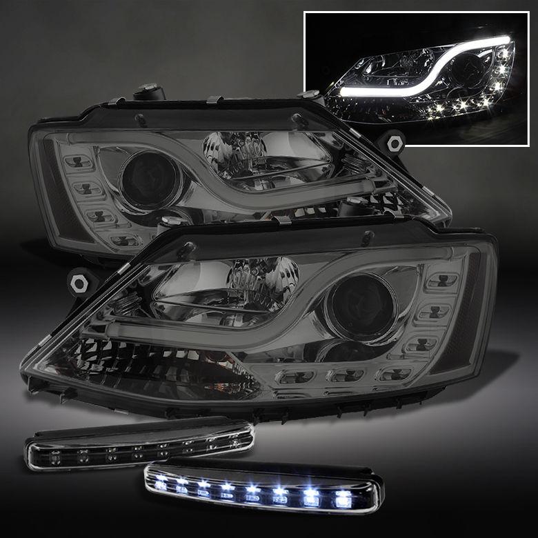 Smoke 02-05 ram 1500 2500 3500 dual halo projector headlights+led daytime lamps