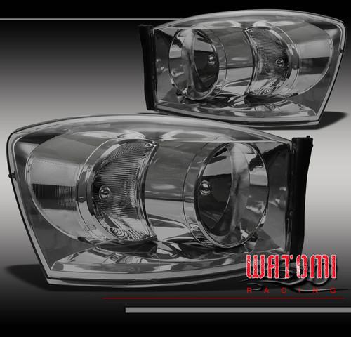 06 07 08 dodge ram 1500 2500 3500 pickup crystal headlight smoke left+right pair