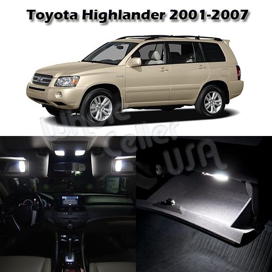 9 white led interior light package for toyota highlander 2001-2007 w/free tool