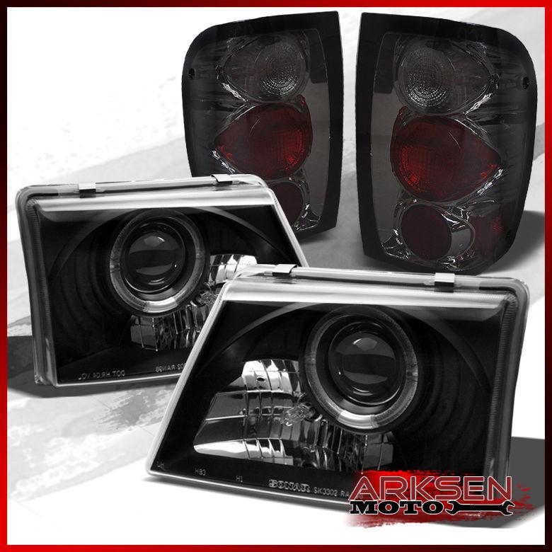 98-00 ranger black halo projector headlights+smoked altezza style tail lights