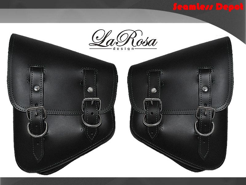 La rosa black harley softail chopper bobber left & right mount solo saddlebags