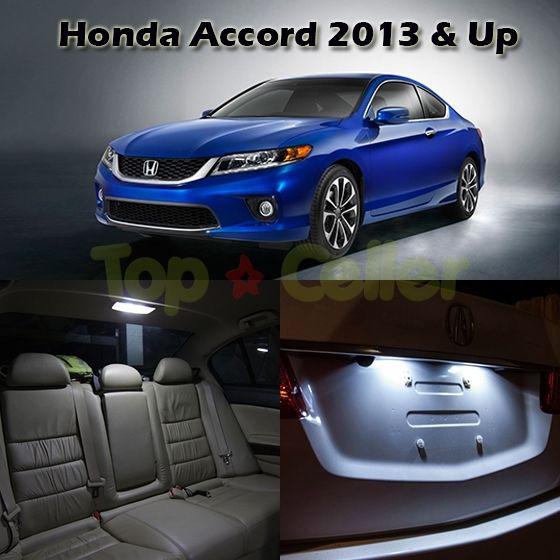 6x for 2013 & up honda accord sedan coupe white interior led lights package kit