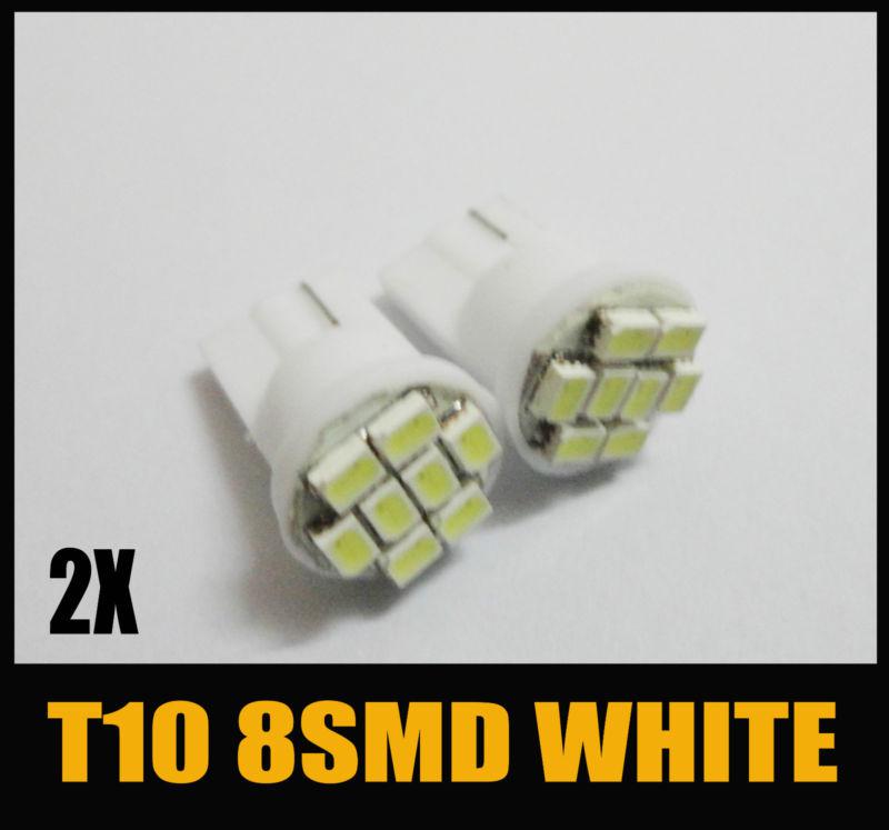 2x white t10 8-smd led wedge lights lamps 168 194 w5w 2525 2652 2921 t15 #hf10