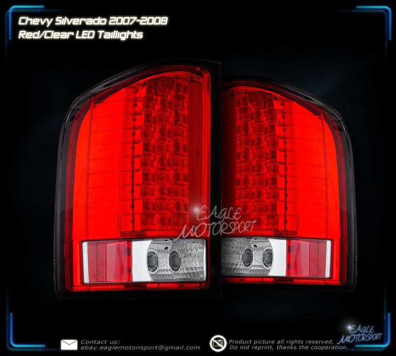 2007-2010 chevy silverado led red clear tail lights left right rear lamps