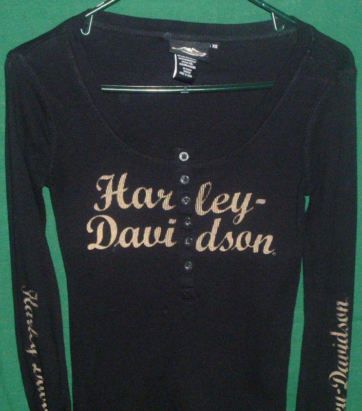 Womens harley davidson boat neck long sleeved shirt top xs  button front 