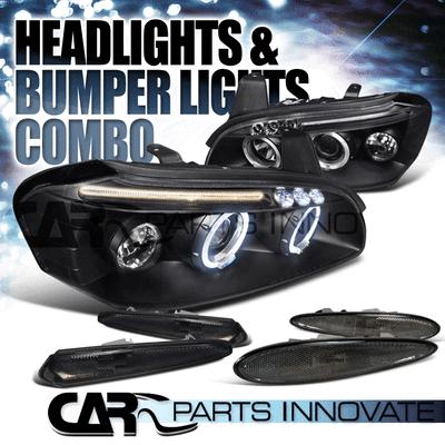 00-01 maxima black halo led projector headlights+front & rear smoke side marker