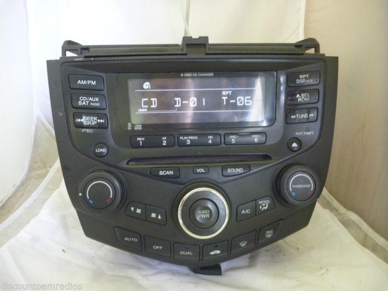 03-05 honda accord radio 6 cd dual climate 39175-sda-l110 7bk1 & theft code *