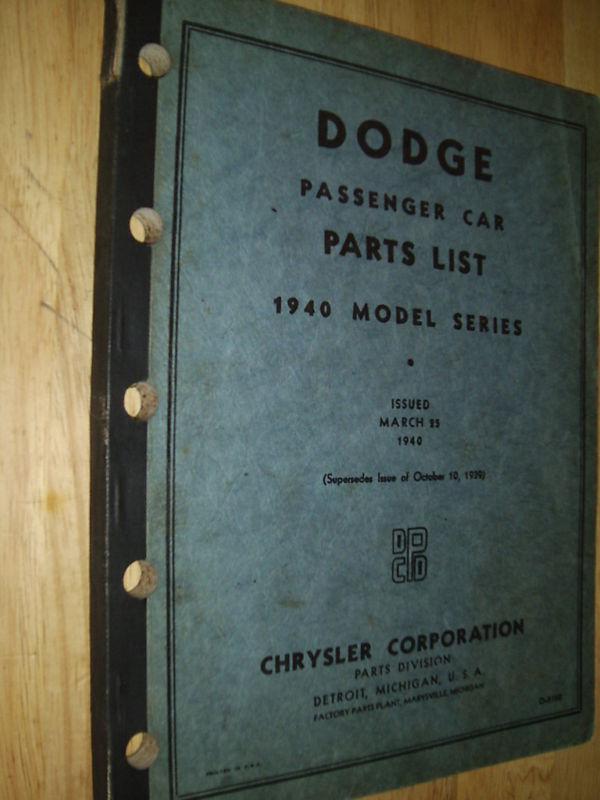 1940 dodge parts catalog / original mopar book!