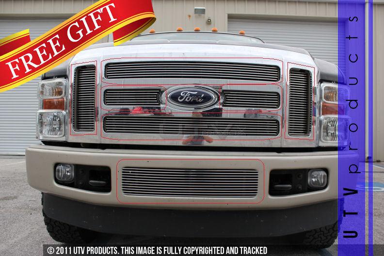 2008 - 2010 ford f250 & f350 super duty 7pc combo chrome billet grille 08 09 10