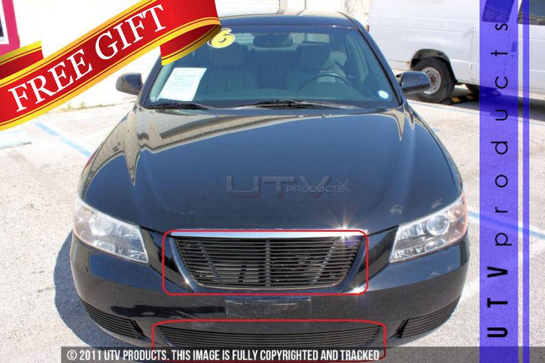 Fits: 2006 - 2008 hyundai sonata black upper & bumper 2pc billet grille 06 07 08