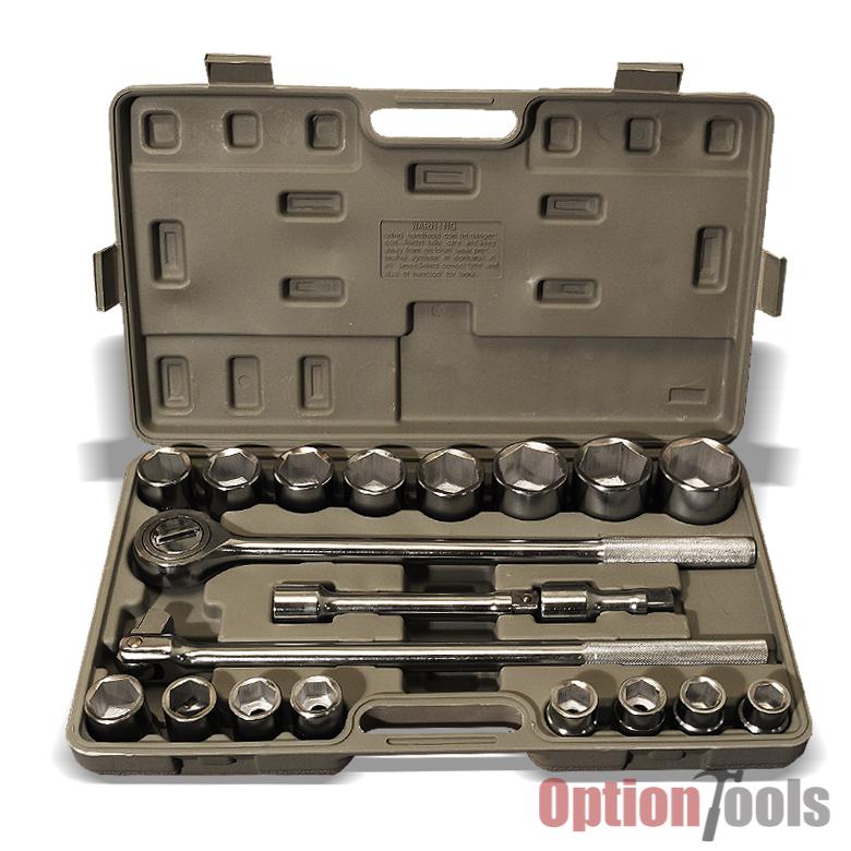 21 pc 3/4" drive socket wrench sae automotive hand tools auto trucks repair case