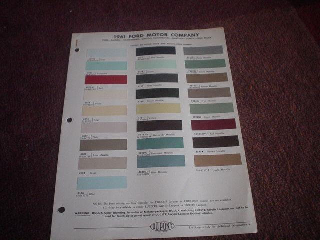 1961 ford falcon thunderbird mercury comet truck lincoln  paint chips 