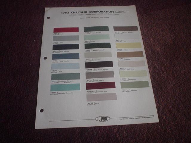 1963 chrysler imperial dart dodge lancer plymouth valiant truck    paint chips 