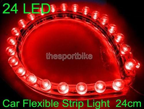 Car 24 led flexible strip red light bulb waterproof 12v 24cm neon 019-3   