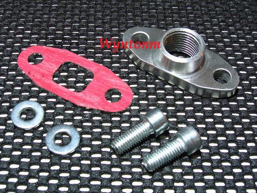 T3,t3/t4 aluminum 1/2" npt turbo oil drain adapter w/ gasket  & bolts