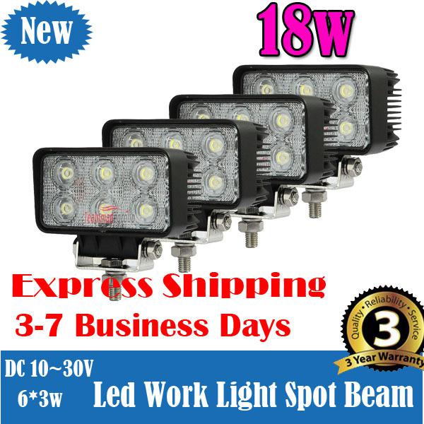 4x 18w led work spot light lamp driving atv utv offroad jeep trailer 4x4 flood 