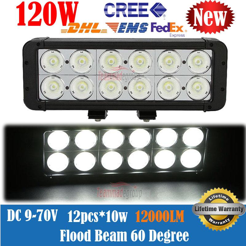 11inch 120w cree led work light bar flood lamp 12000lm seckil 18w/36w/54w/72w