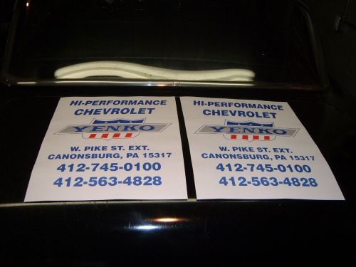 67 68 69 70 yenko chevrolet dealership service paper floor mats camaro chevelle