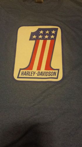 Vintage 1970&#039;s harley #1 motorcycle bike t shirt red/white/blue evel knievel