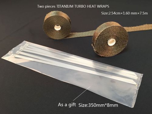 Two pieces titanium header exhaust turbo heat wraps with one package ties kit