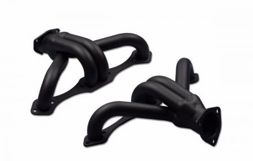 Sbc chevy tight-fit block hugger headers, black coated, 2.50&#034; collector