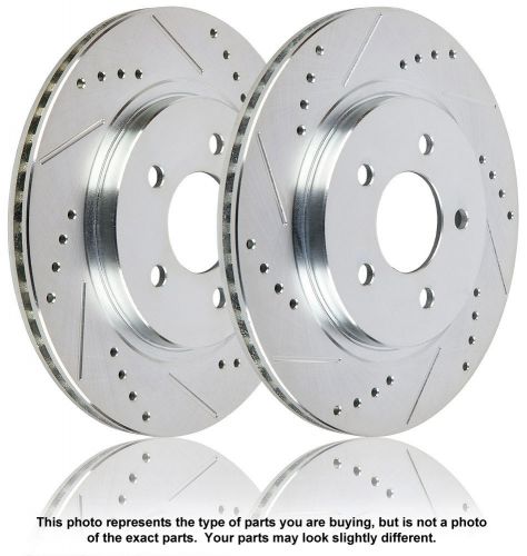 Pair new duralo premium performance slotted and drilled front disc brake rotors