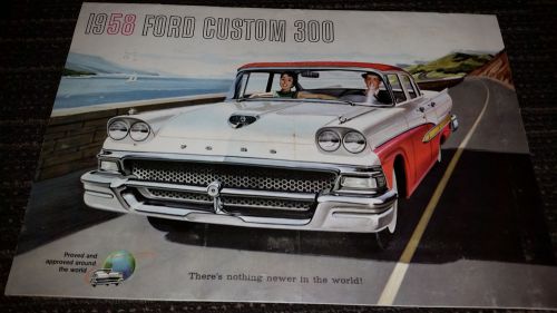 Original 1958 ford custom 300 dealer showroom color sales brochure. very good.