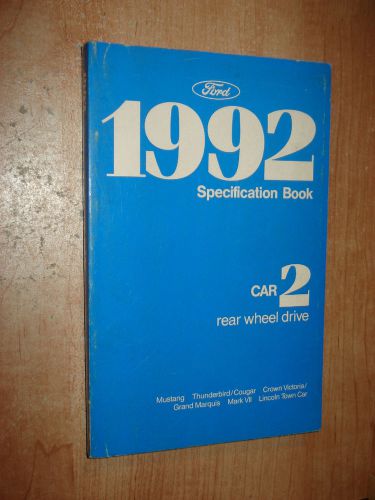 1992 ford specifications manual original book mustang cougar thunderbird &amp; more