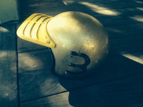 Helmet vintage 1960`s gold metal flake world famous bober helmet cafe racer