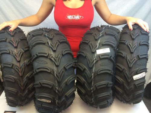 Four itp mudlite at 25&#034; atv utv tires set of 4 25x8-12 front 25x11-10 rear 6 ply