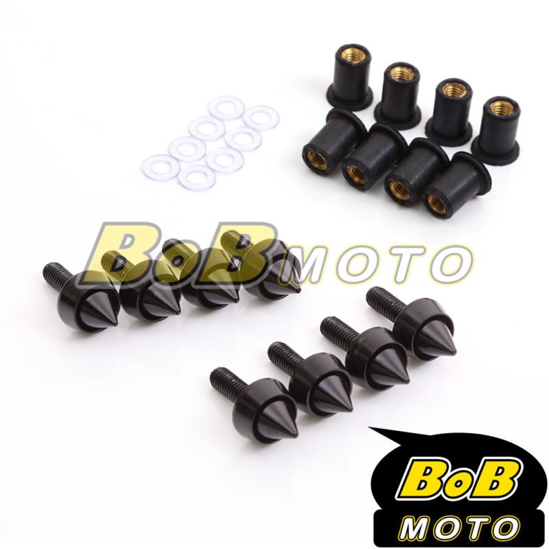 Black 2 tone ring spike windscreen bolts honda cbr600rr cbr1000rr cbr600 f4 fi