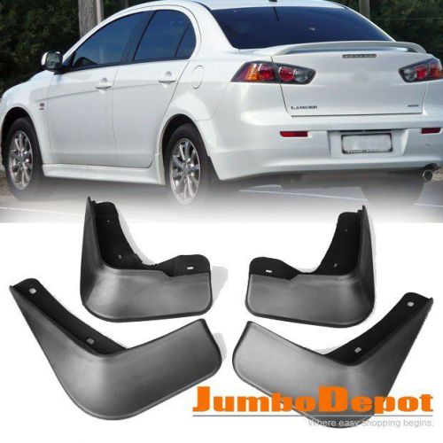 Black rubber mud flaps splash guards fit mitsubishi lancer de/es sedan 2008-2013