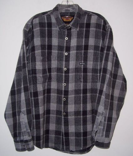 Vintage harley davidson thick flannel casual button front shirt lg