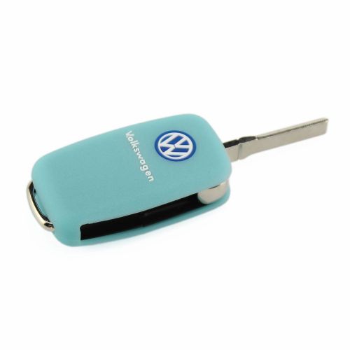 Blue luminous 3 button silicone key cover keyless remote fob for vw golf jetta