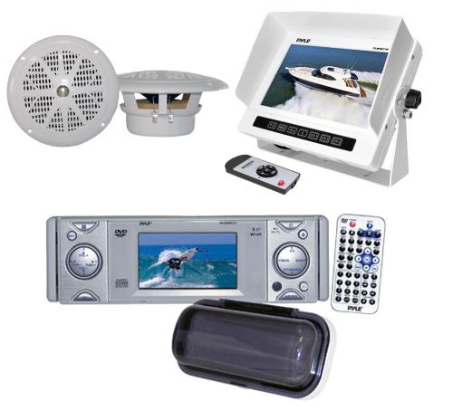 New pyle 7&#034; lcd monitor w/marine aux dvd cd 3&#034; monitor receiver &amp; 4&#034; speakers