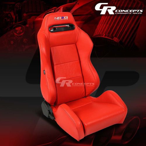 Nrg red 100% real leather sports racing seats+mounting sliders passenger side