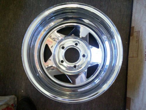 New vintage cal chrome aztec chrome star wheel 15 x 8  5 on 4 3/4 chevy