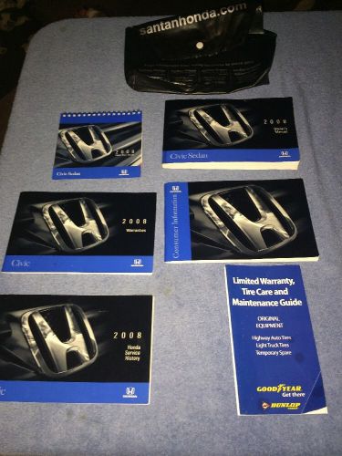 2008 honda civic sedan owner&#039;s manual set with plastic dealership case – used