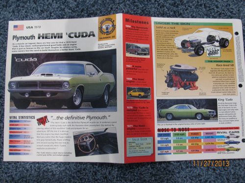 ★★ plymouth hemi cuda - collector brochure specs info 1970 / 1971 ★★