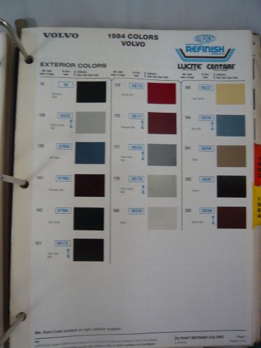 1984 volvo color chips world color sheet dupont refinish 81-83 info