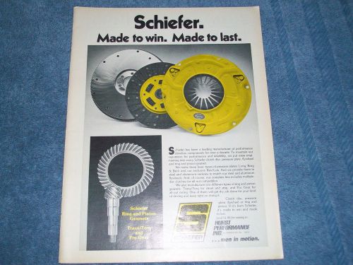 1973 schiefer clutches &amp; flywheels vintage ad &#034;made to win. made to last.&#034;