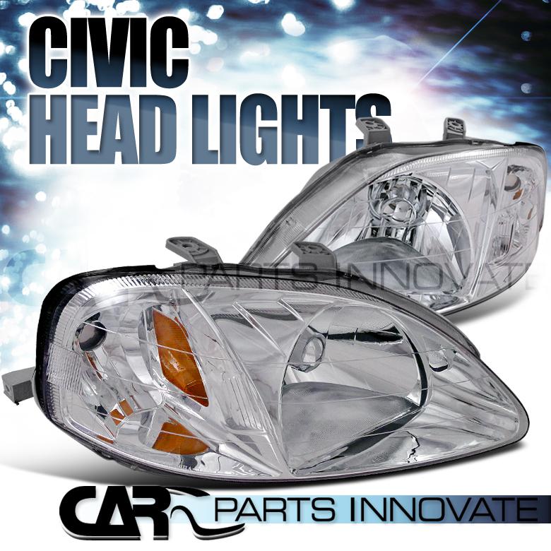 Honda 99-00 civic crystal chrome clear lens headlights lamps