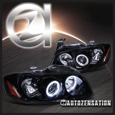 2004-2006 nissan sentra glossy black dual halo smoke projector headlights