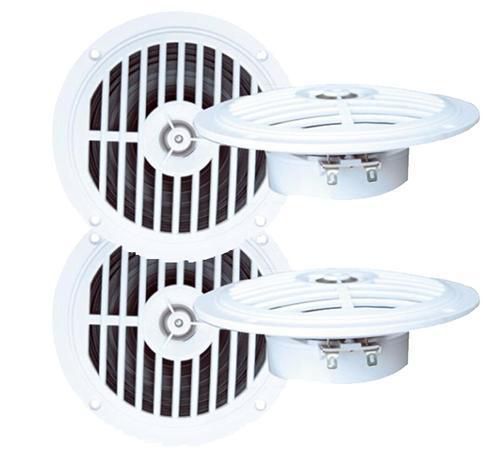 2 pairs 5.25&#039;&#039; 100 watt white marine boat yacht waterproof speaker system pkg