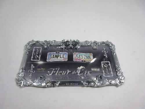 Fleur de lis license plate frame, chrome/black - cruiser# 22835