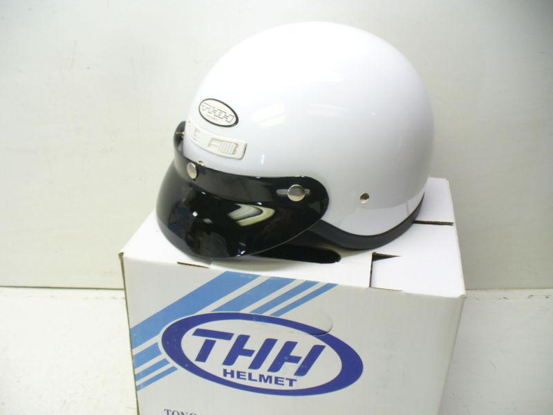 Thh gloss white half helmet w/visor; t-5 x small.