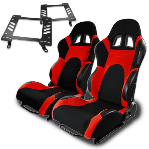 Type-6 racing seat black red woven+silder+for 63-72 chevelle/malibu bracket x2