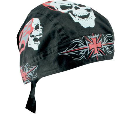 Zan headgear iron cross flydanna 100% cotton doo rag biker riding headgear 