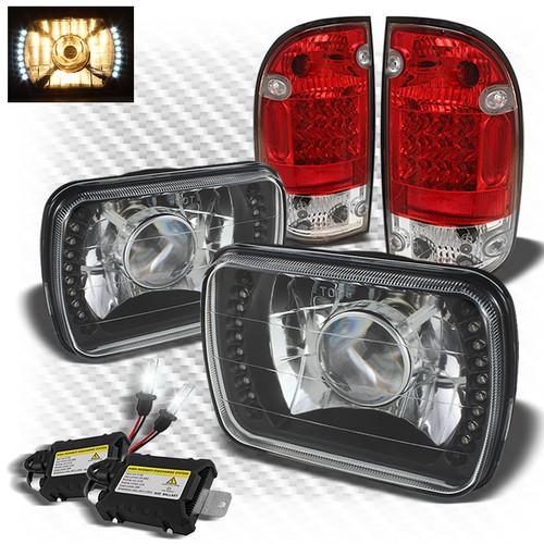 95-96 tacoma black pro headlights w/super-led + r/c led tail lights + hid kit