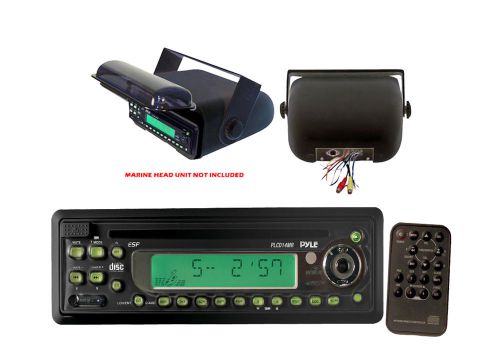 Pyle black boat cd radio player, 4 ch 800w amp, universal marine stereo housing